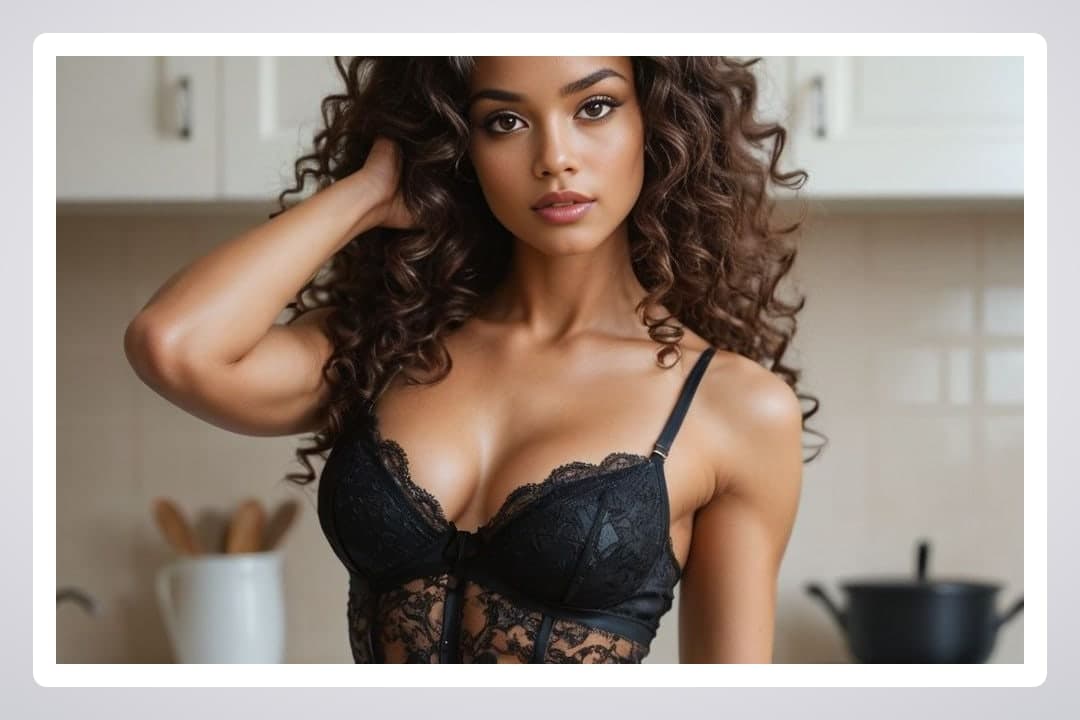 Kitchen lace bra portrait