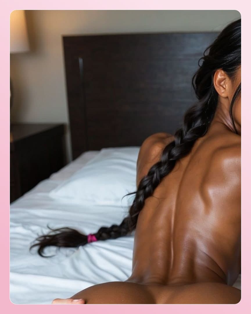 Young adult nude back view on bed