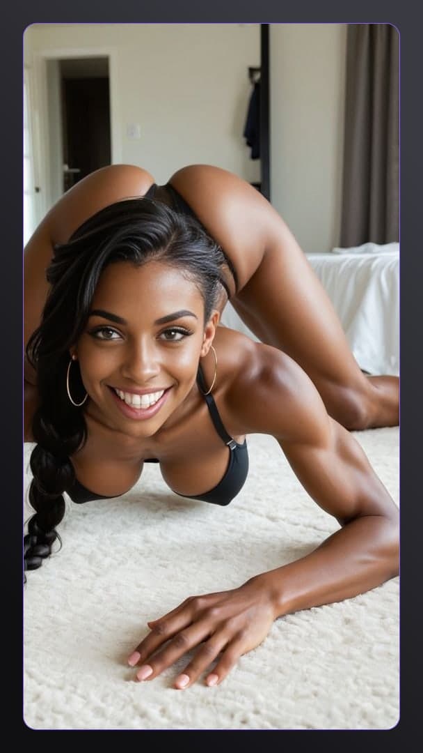 Curvy ebony on all fours