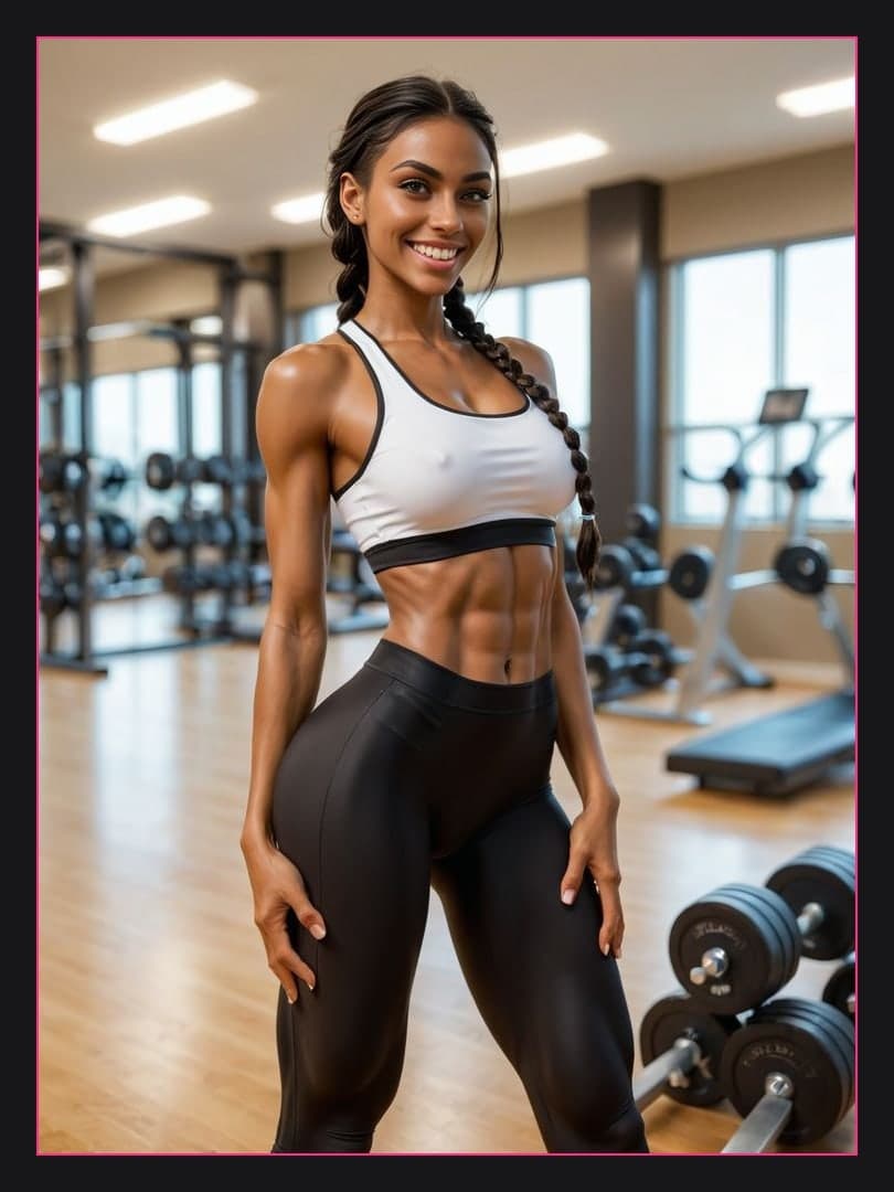 Full body gym portrait front view