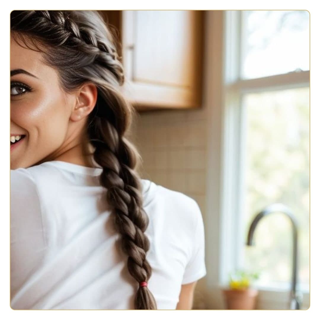 Kitchen close-up with long braid