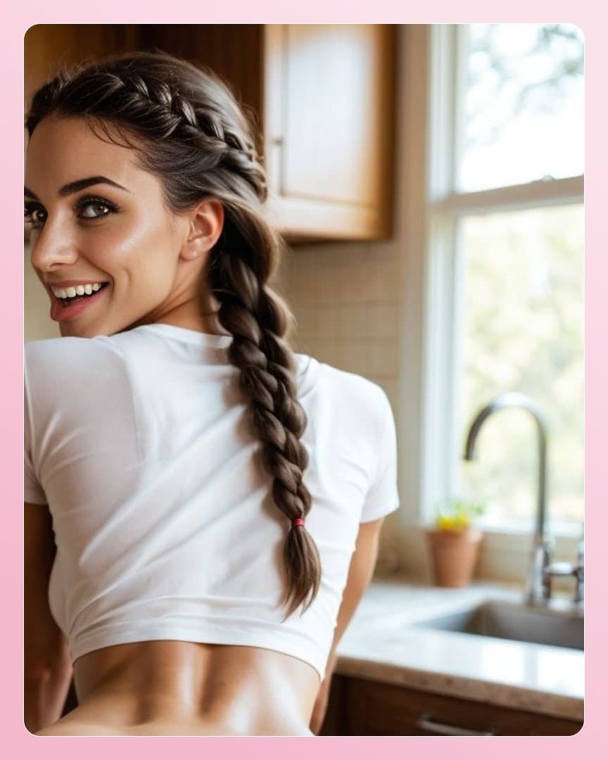 Curvy ebony kitchen crop top