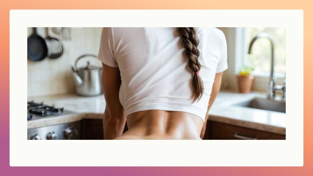Kitchen counter crop top view