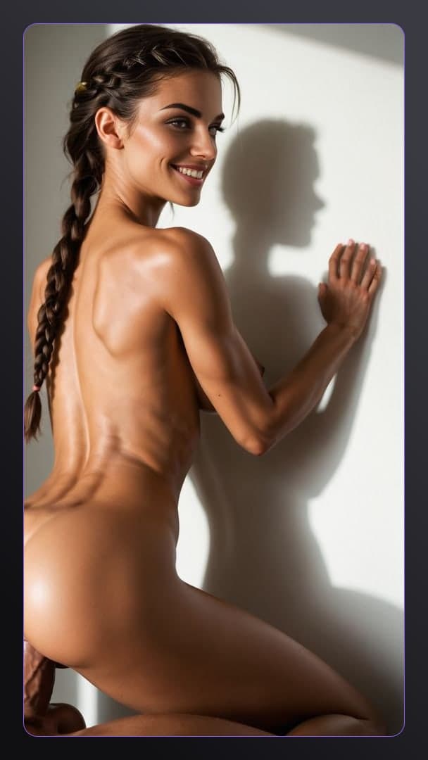 Nude doggystyle pose on all fours