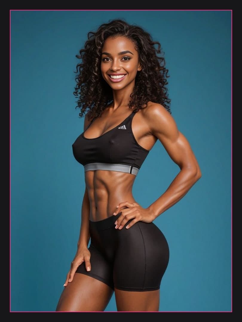 Young adult gym outfit studio pose