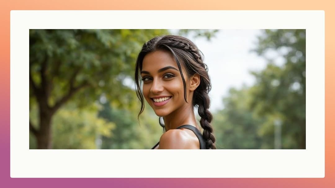 Young adult smile in park light