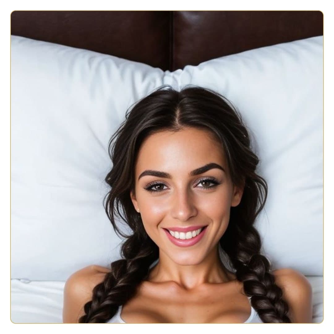 White tank top bed portrait