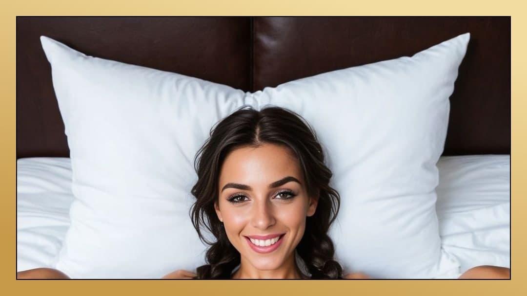 Topless smile in bed POV