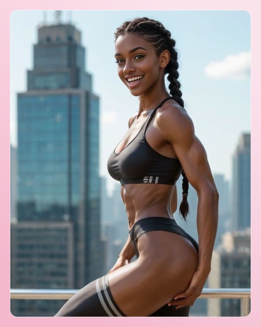 Curvy ebony balcony sports bra