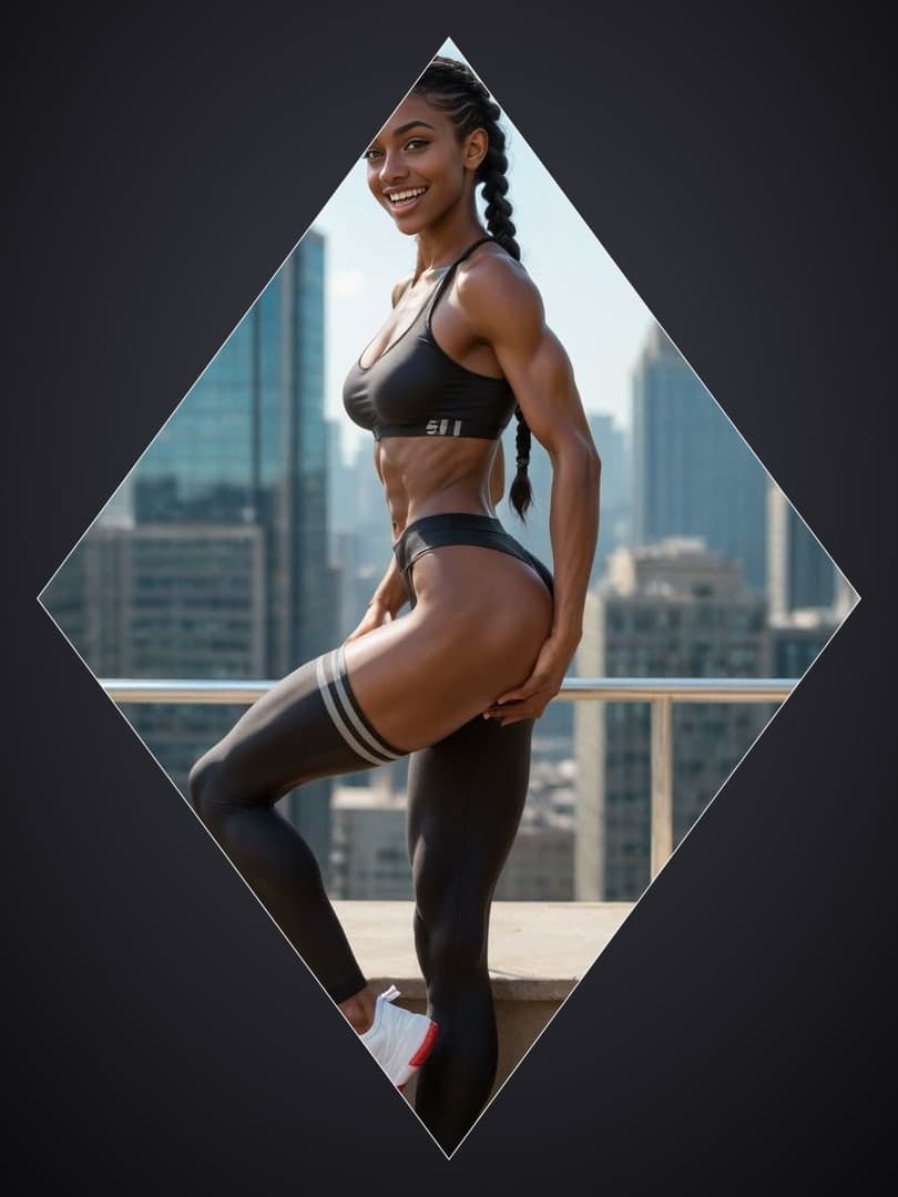 Curvy ebony ass on balcony