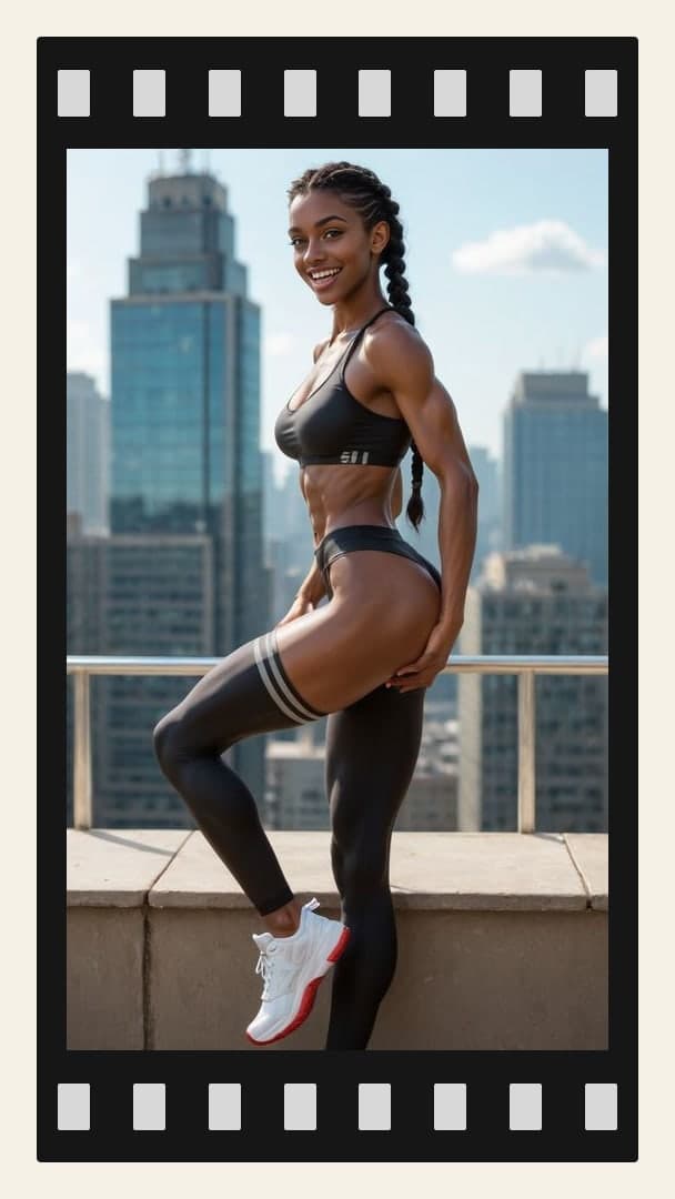 Sports bra balcony leg stretch