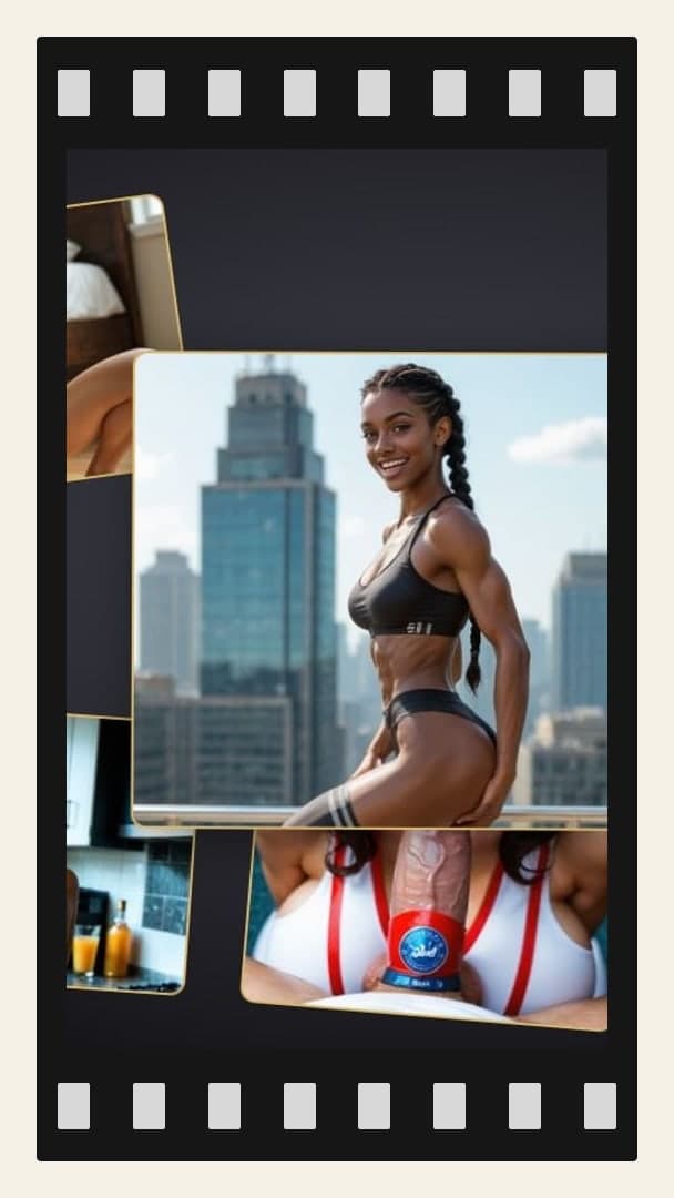 Curvy ebony balcony in thong