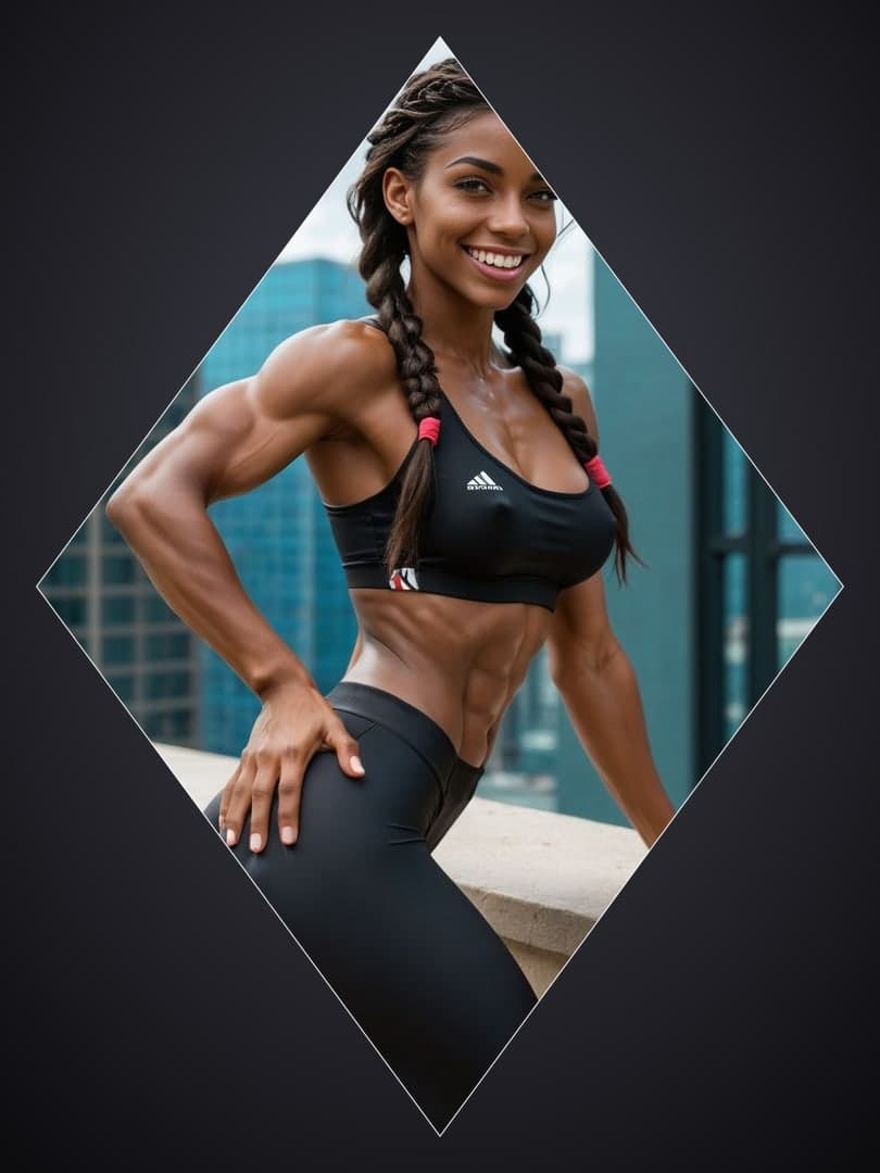 Long braids balcony sports bra
