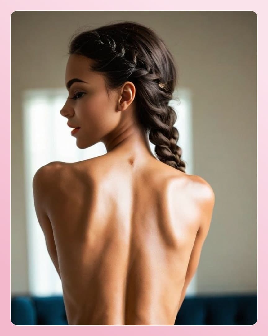 Topless back over shoulder glance