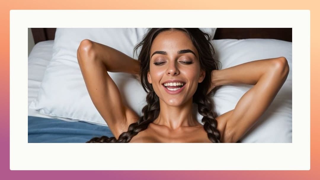 Topless athletic body in bright bed