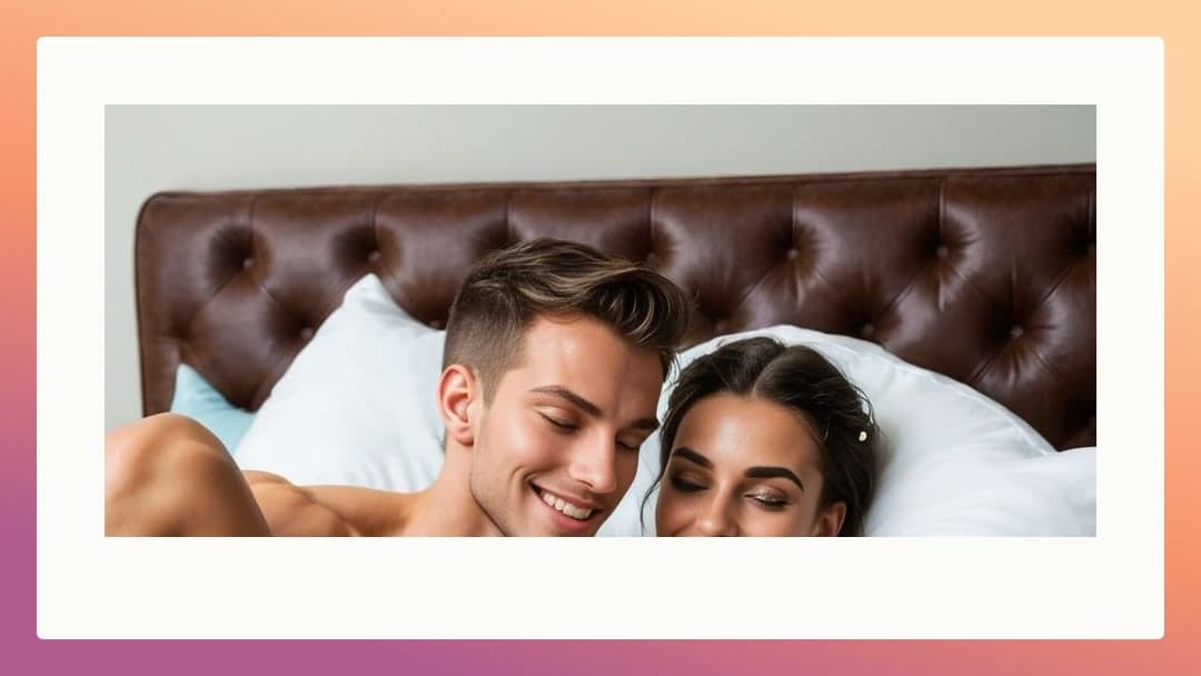Couple smiling in bed together
