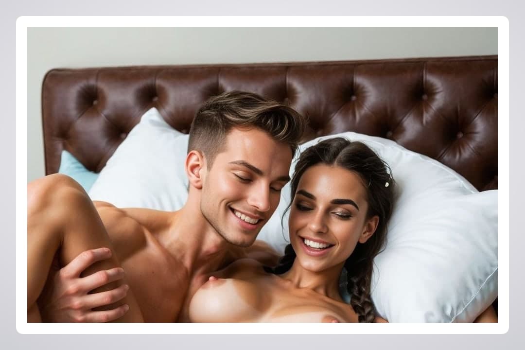 Young adult topless in bed