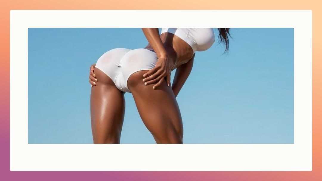 Curvy ebony ass in tight shorts