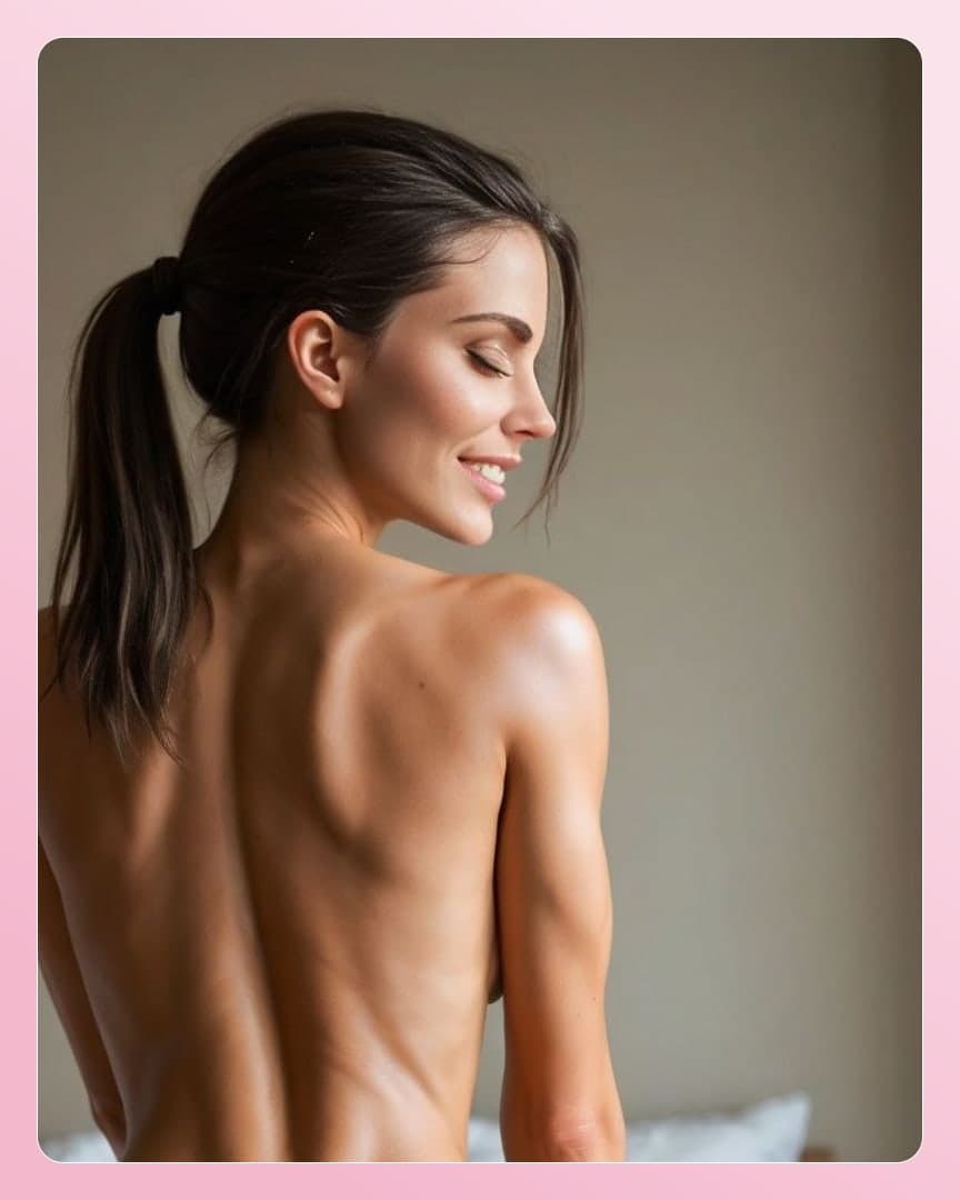 Back view topless over shoulder