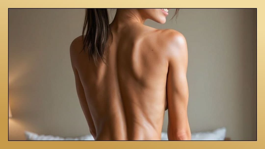 From behind topless bedroom view