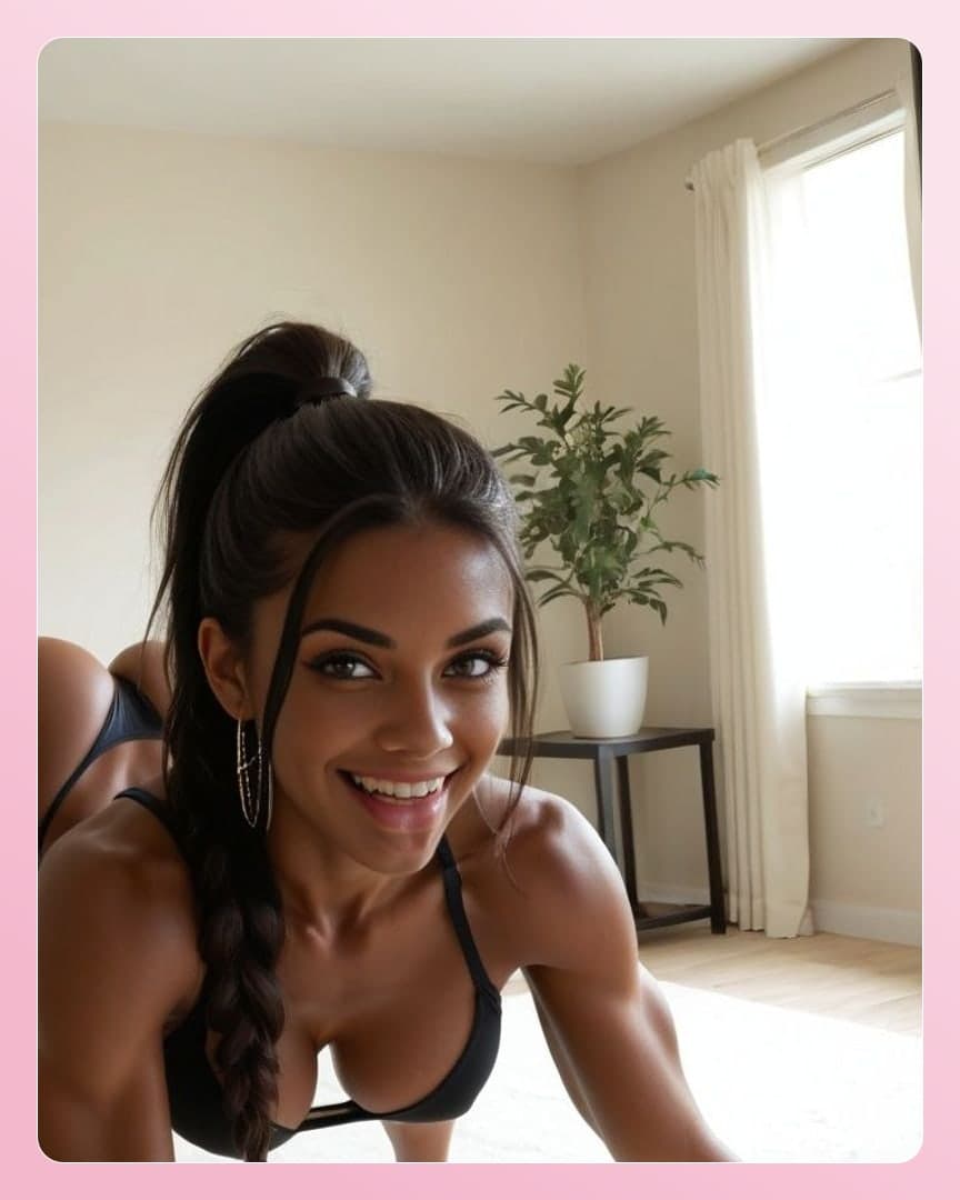 Curvy ebony cleavage sports bra