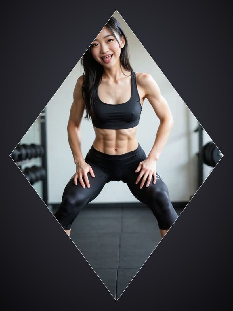 Young Asian fitness model gym pose