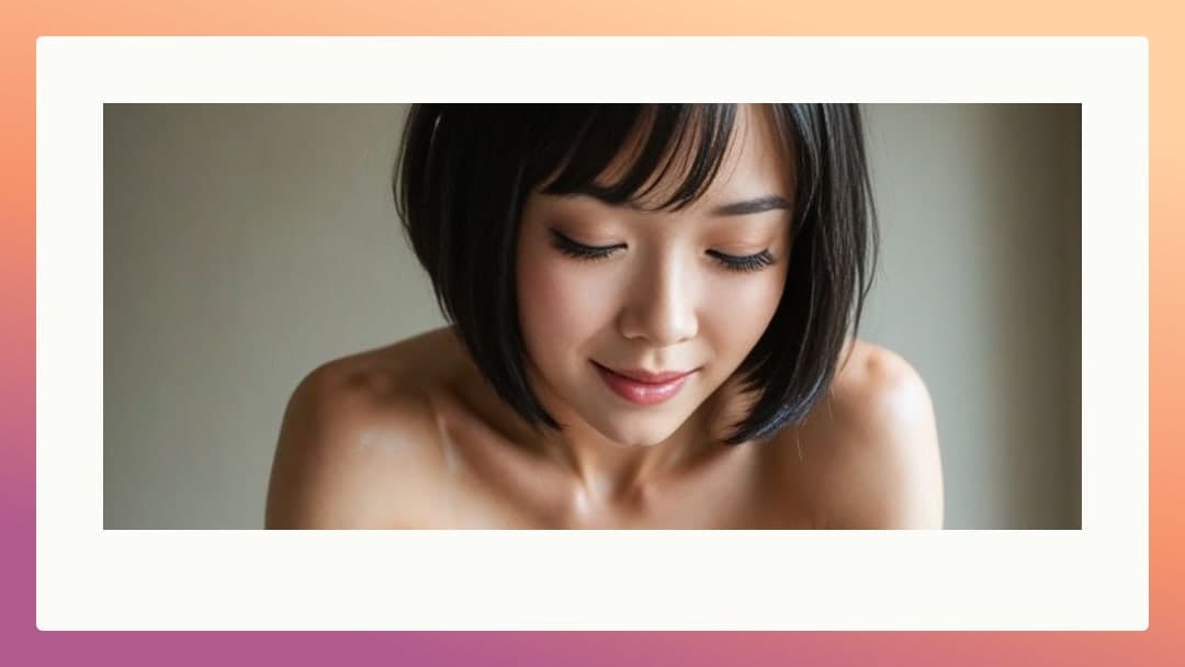 Young Asian topless close up