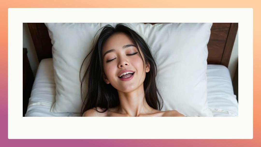 Topless moan on white pillows