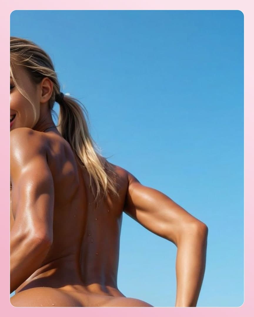 Nude athletic back outdoors sunlight