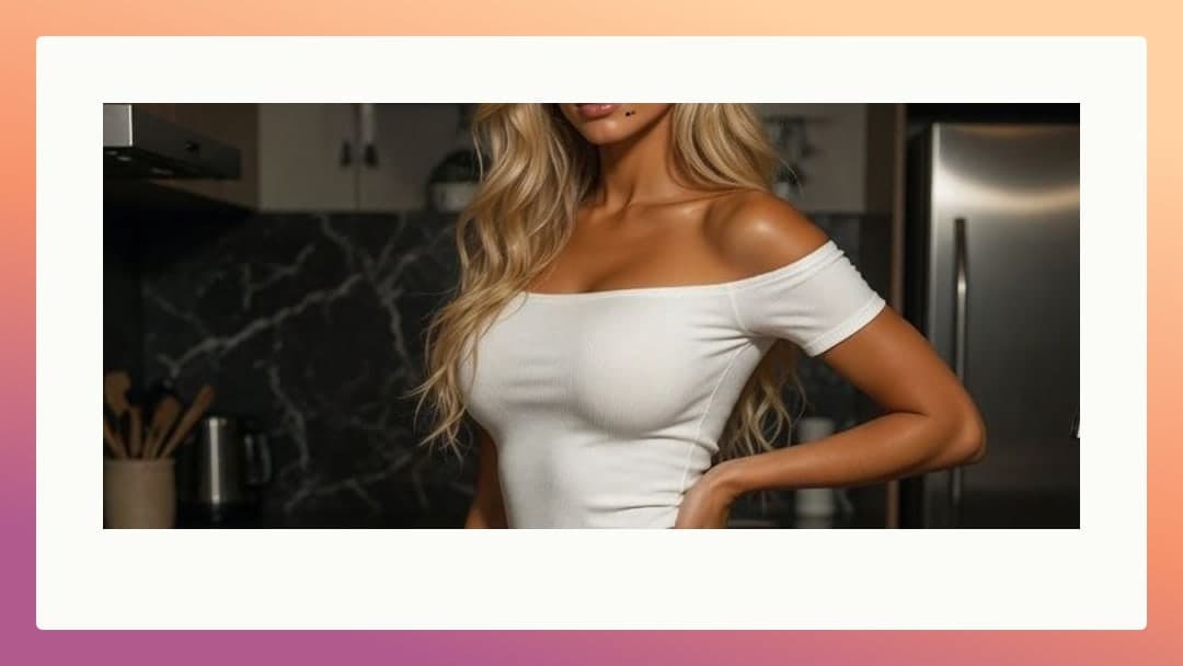 Blonde in kitchen crop top