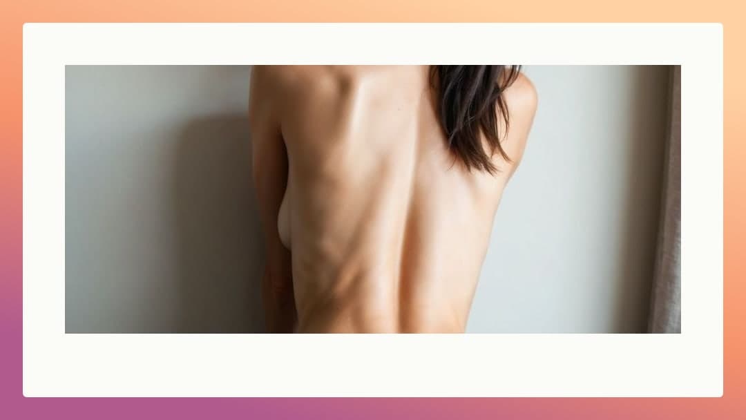 Topless back view against wall