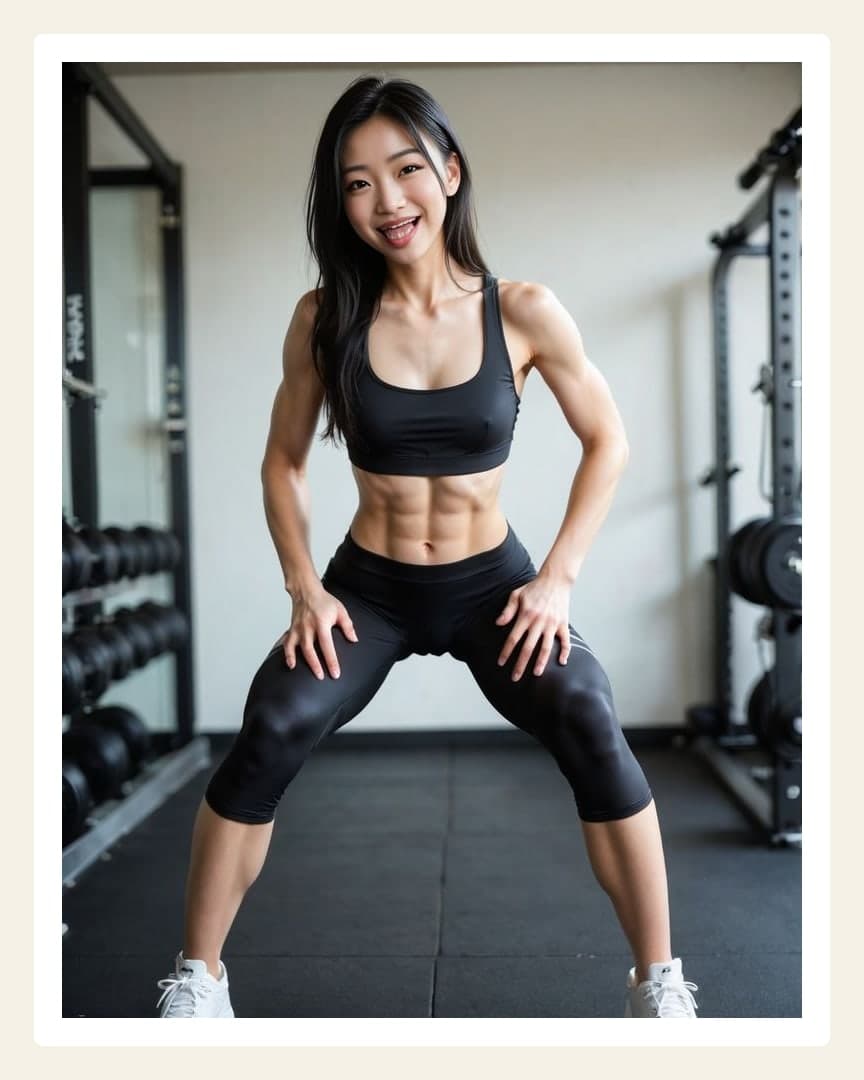 Gym squat in black activewear