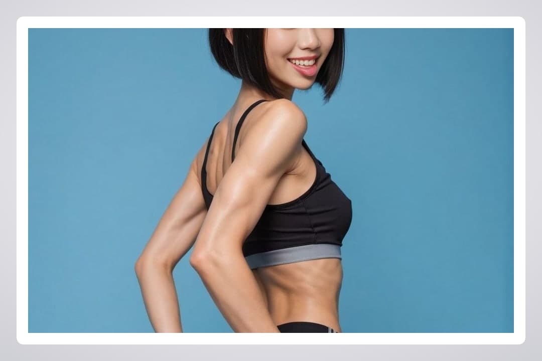 Young Asian in sports bra studio