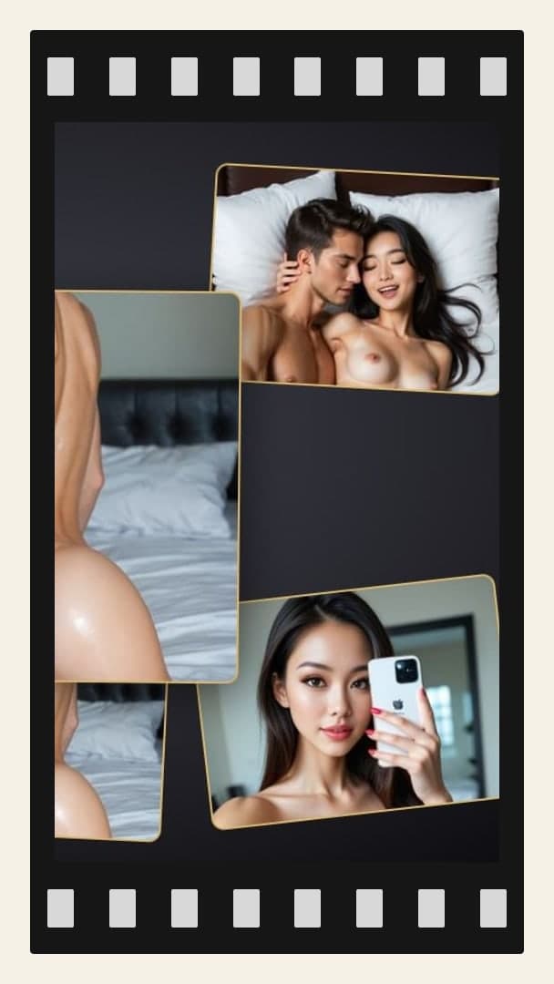 Raven hair Asian topless selfie