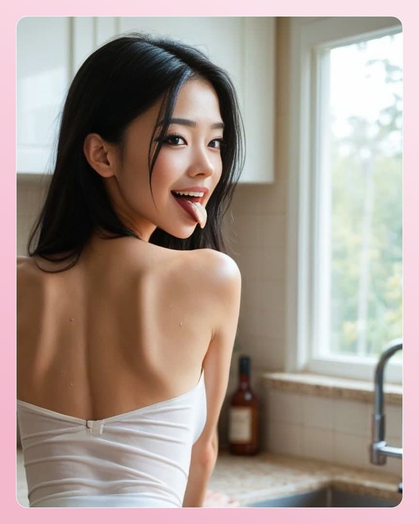 Kitchen tube top tongue out