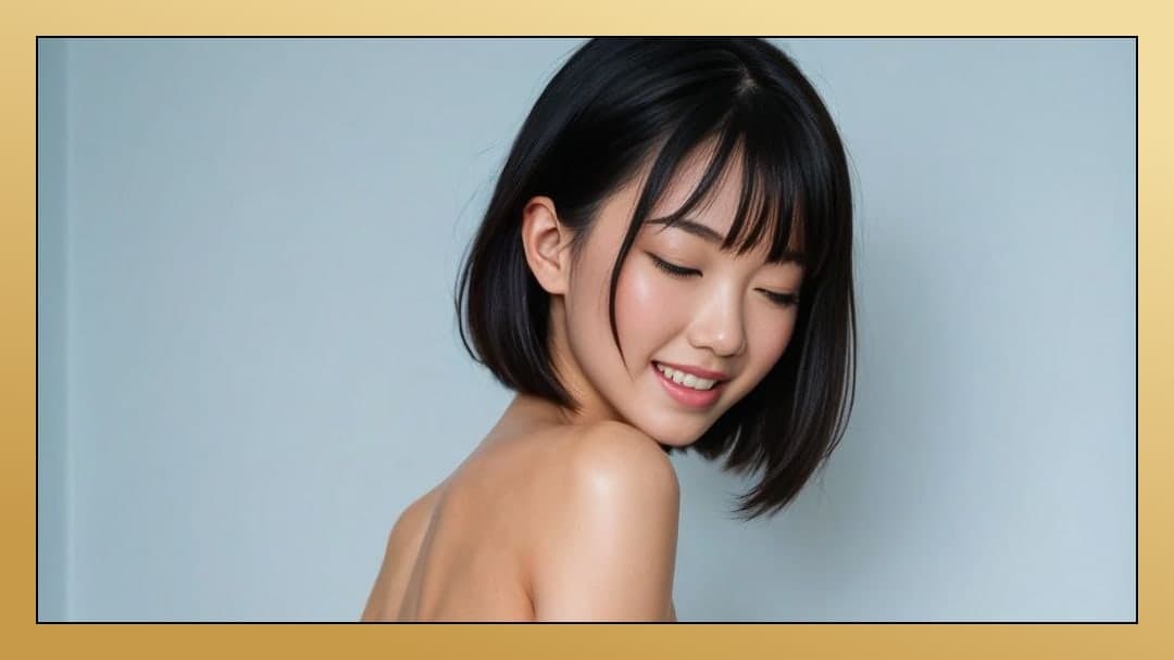 Topless Asian shoulders close-up