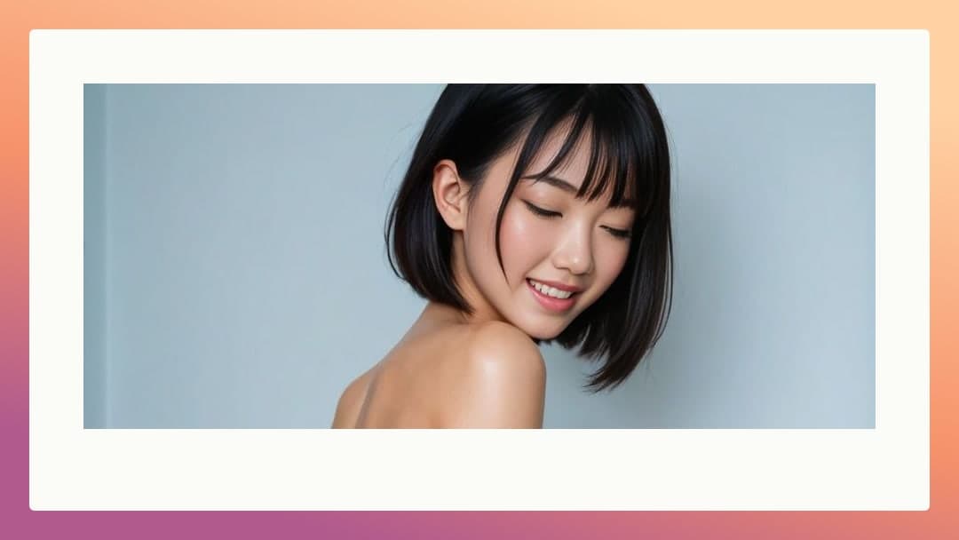 Topless studio portrait light blue