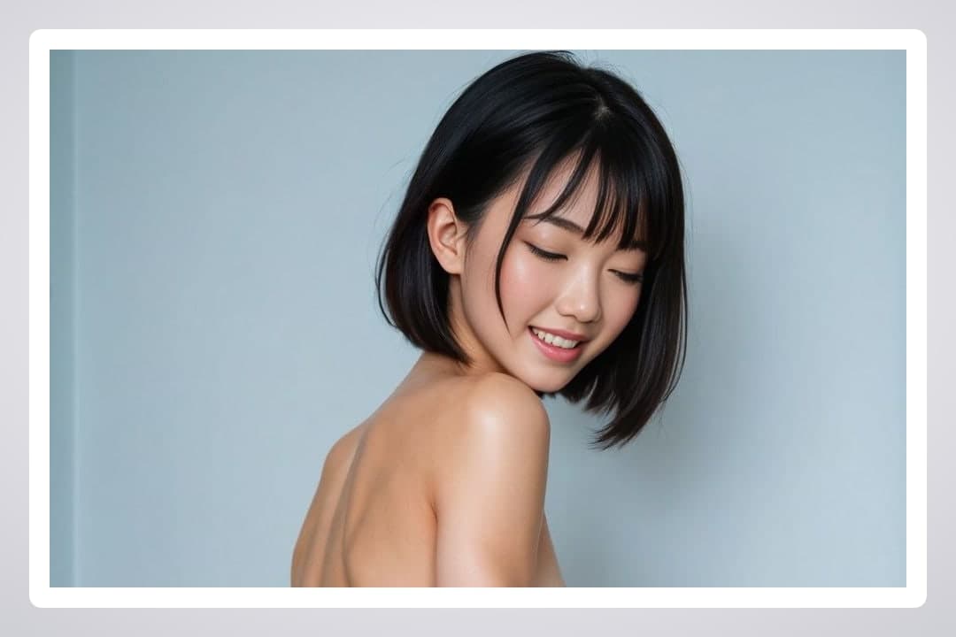 Curvy Asian topless back view