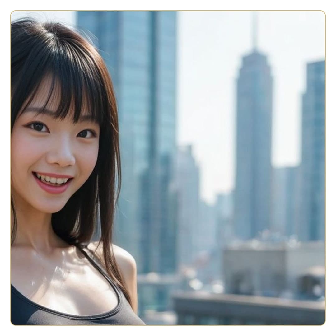Rooftop selfie in black tank