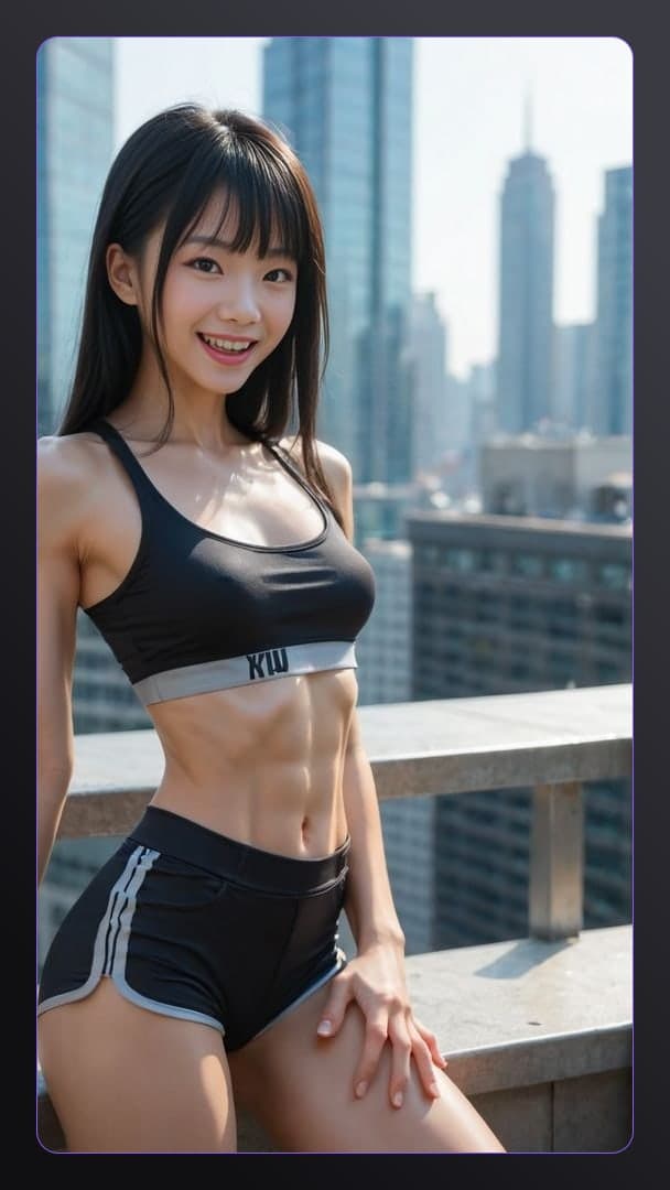Rooftop sports bra selfie