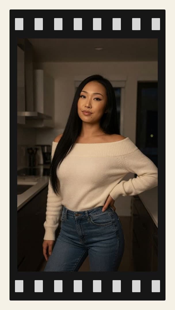 Raven hair kitchen portrait