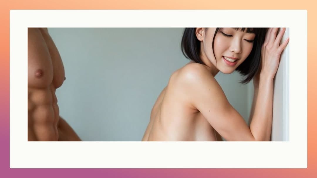 Topless back view by door