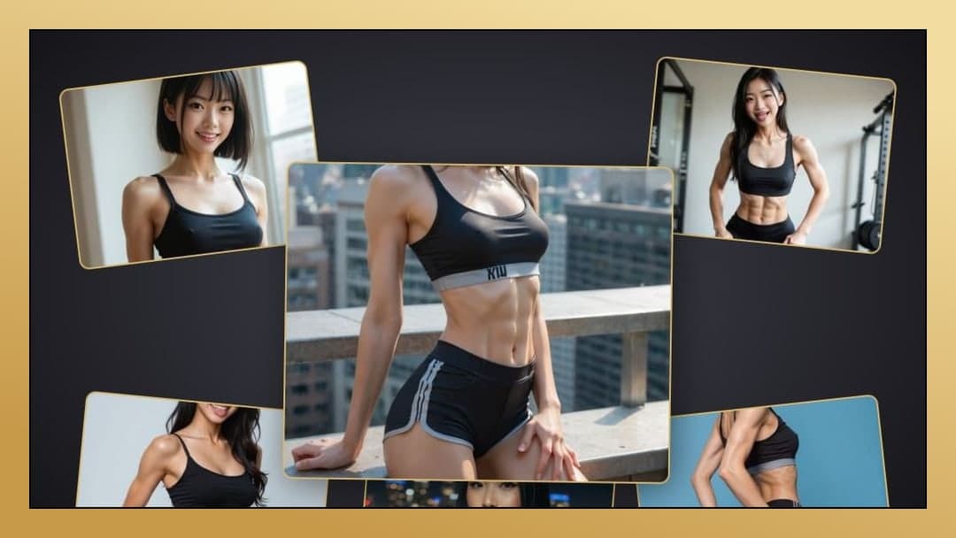 Young adult balcony fitness collage