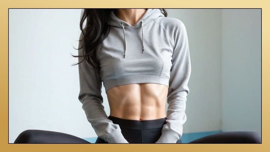 Toned abs in cropped hoodie