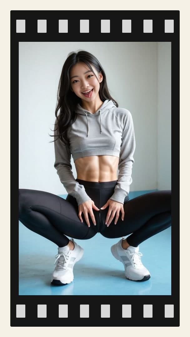 Studio squat camel toe tease