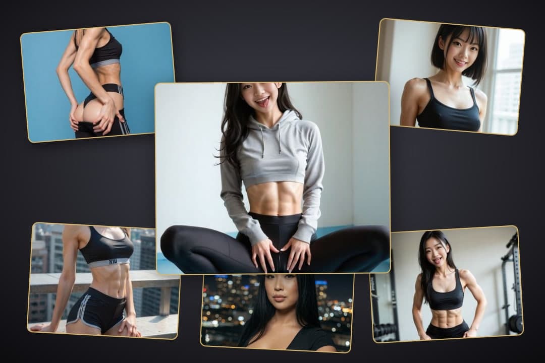 Curvy Asian body in gray hoodie