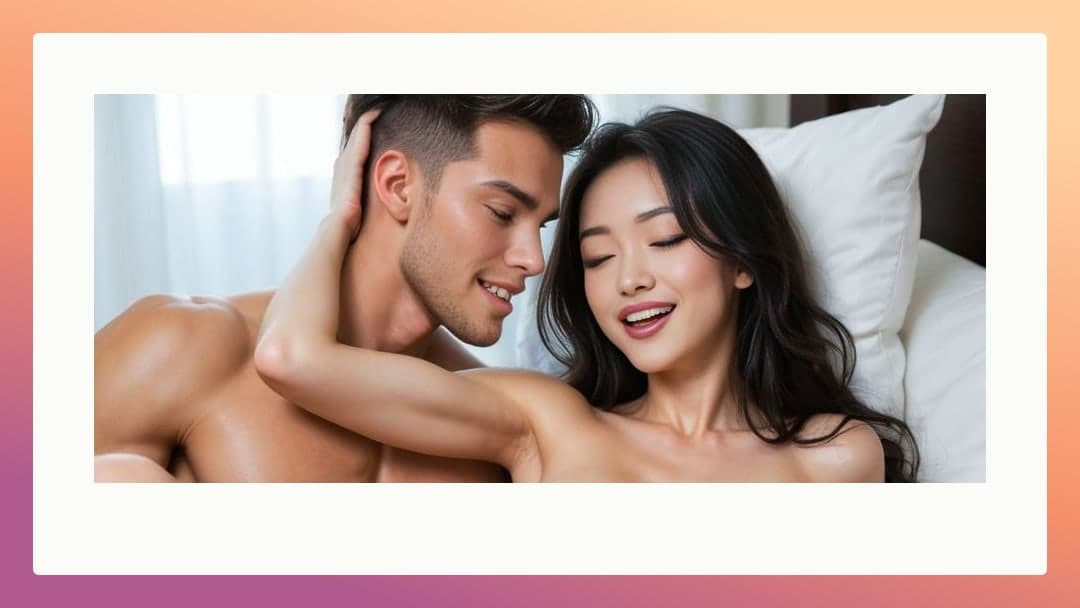 Topless in bed with him