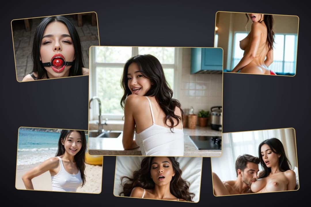 Nude kitchen rear view collage