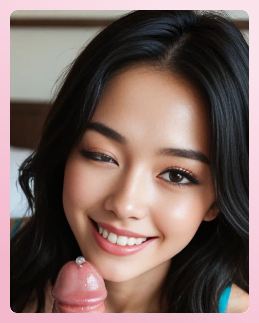 Raven hair glossy lips cock kiss