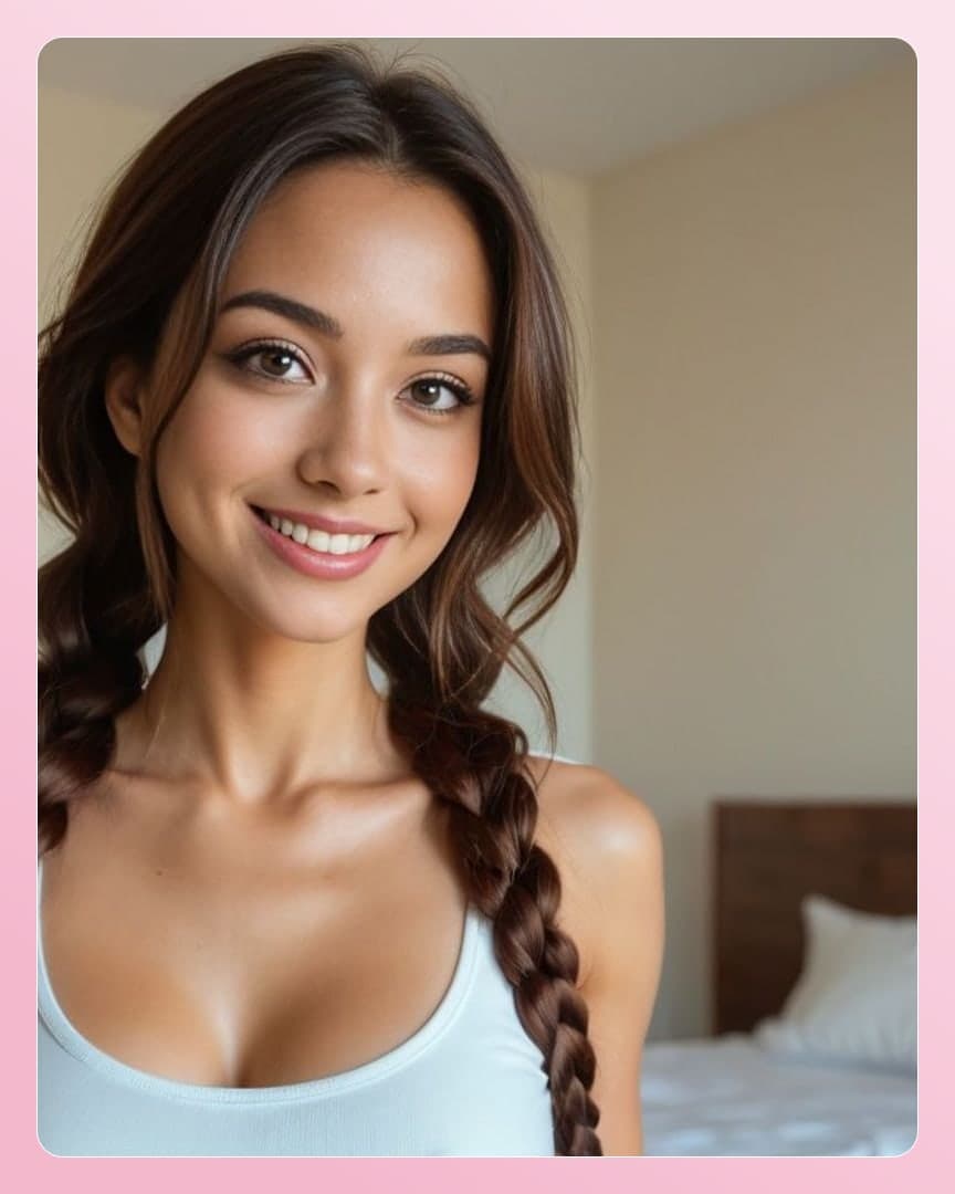 White tank top bedroom selfie
